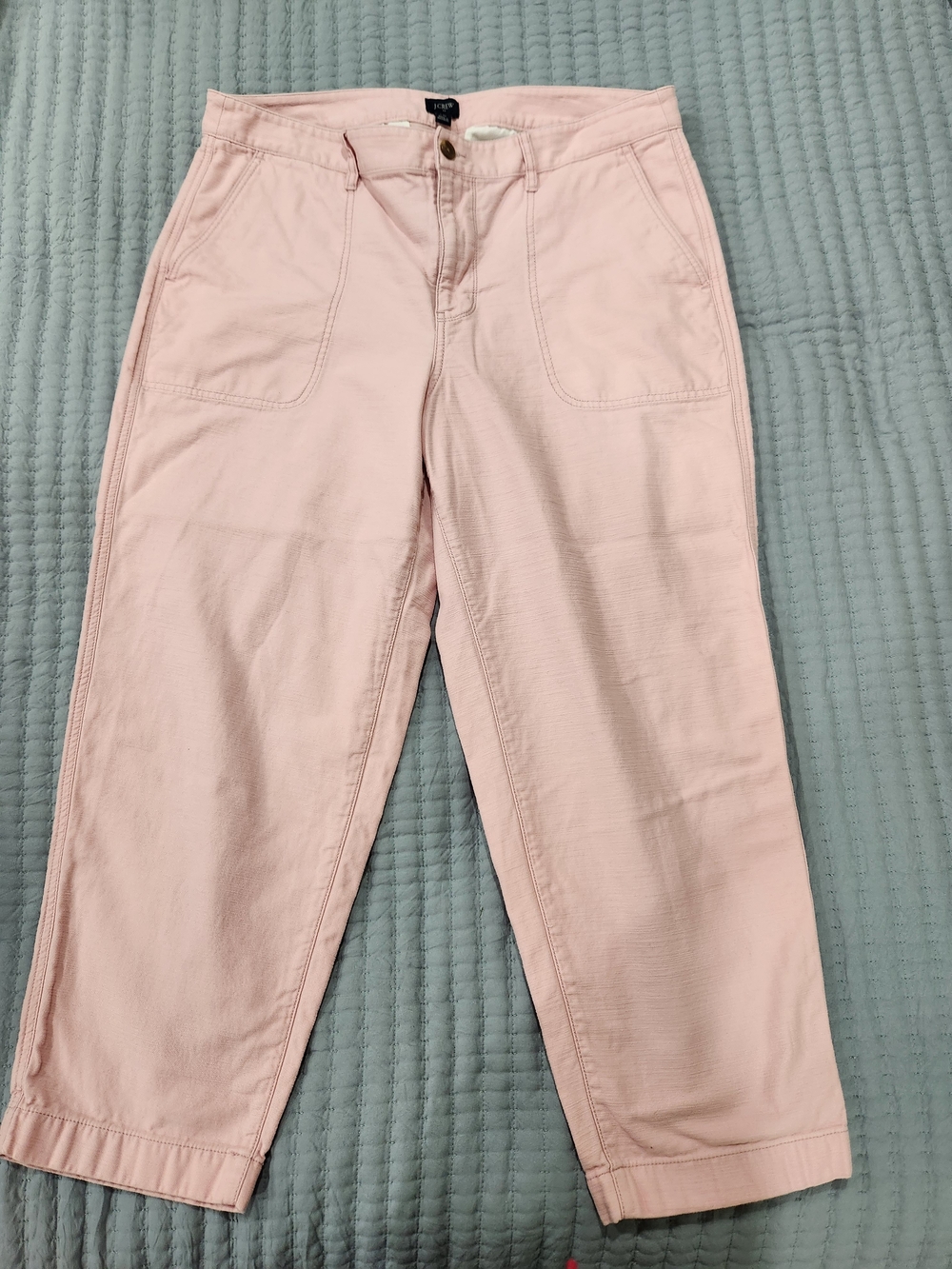 J. Crew Pale Pink Cropped Straight-Leg Jeans
